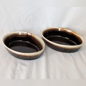 Vintage Pfaltzgraff Brown Drip Glaze 7.5" Oval Serving Bowl Set of 2